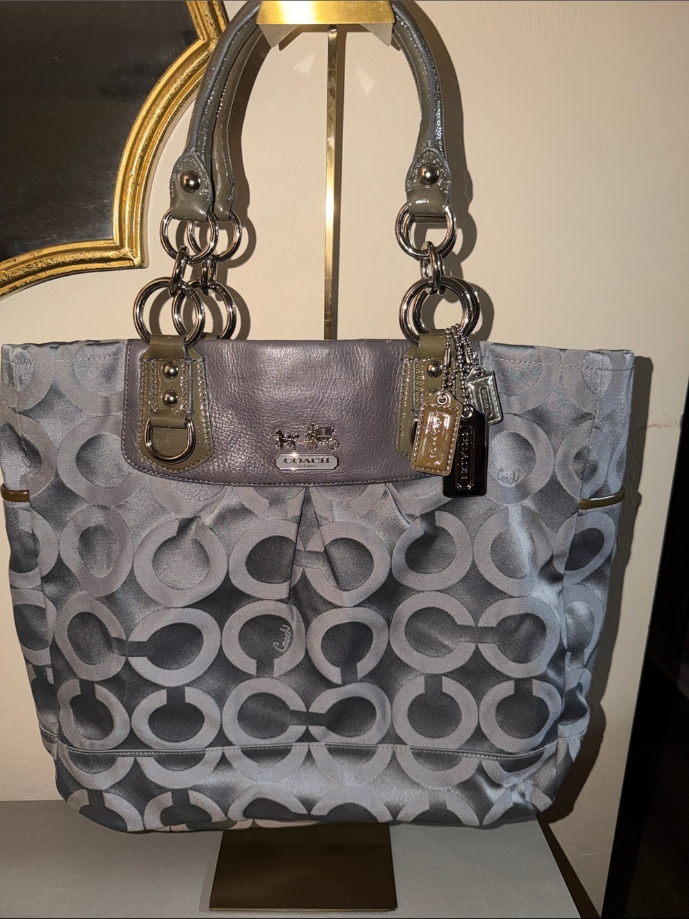 Coach Gray MadisonSignature C Tote with Leather Trim and 3 hang tags!